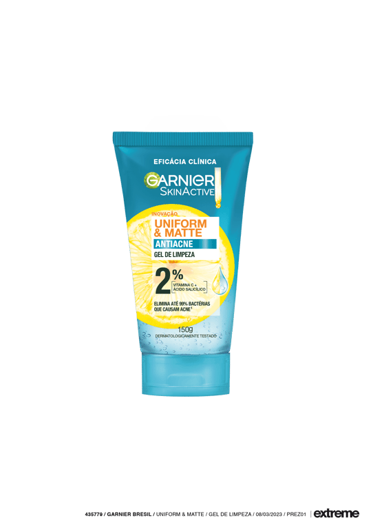 Gel De Limpeza Antiacne Garnier Uniform & Matte 150g