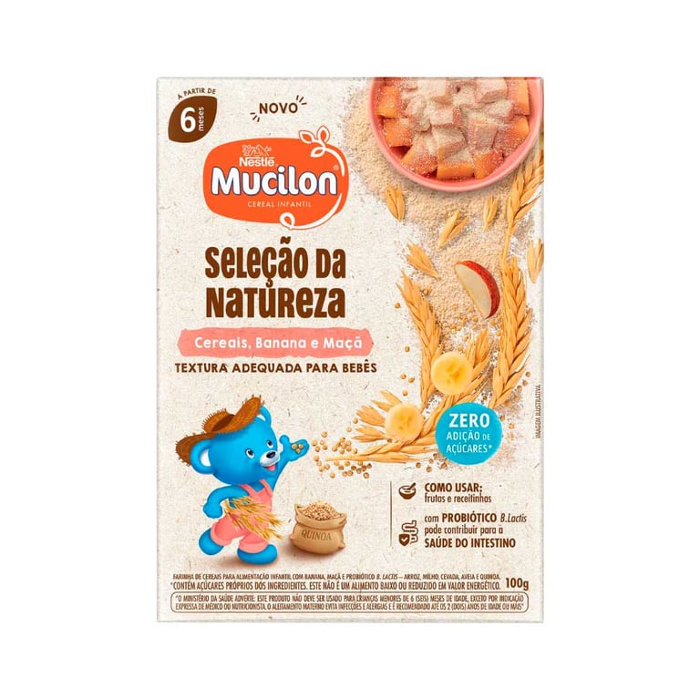 Cereal Infantil Mucilon Seleção Da Natureza Cereais, Banana E Maça 100g