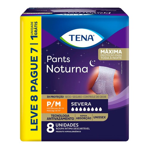 Fralda Calça Geriátrica Unissex Tena Pants Noturna P/M 8 unidades