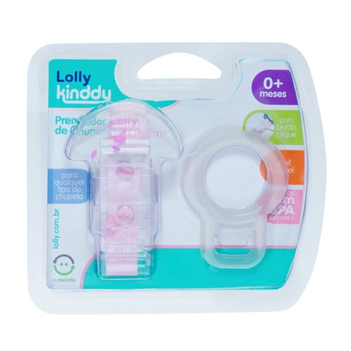 Prededor De Chupeta Lolly Kinddy Rosa 1 Unidade