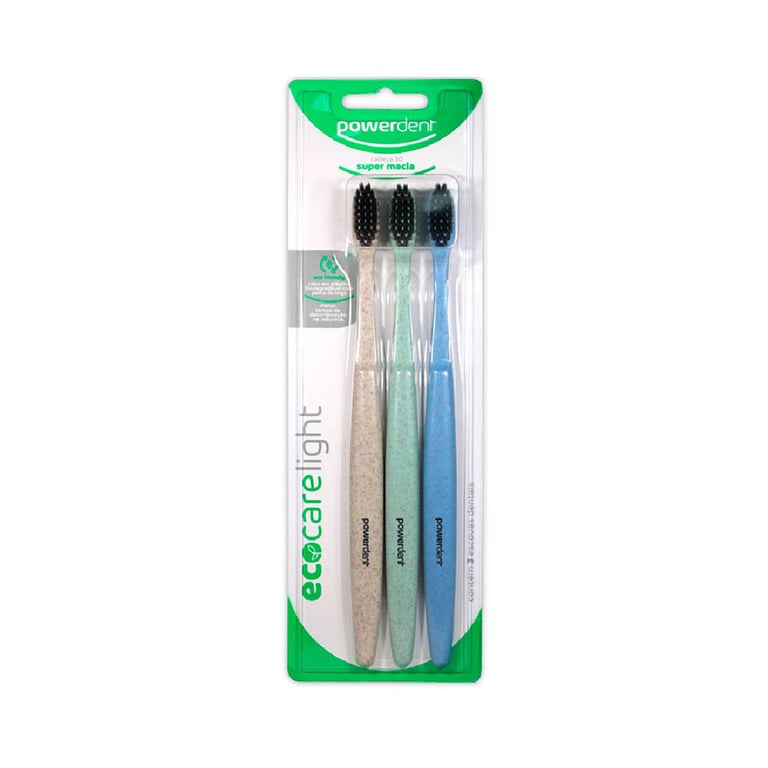 Escova de Dente Powerdent Eco Care Light com 3 Unidades