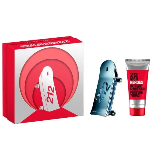 Kit Perfume Carolina Herrera 212 Heroes Men Eau de Toilette Masculino 90 ml + Gel de Banho 100 ml