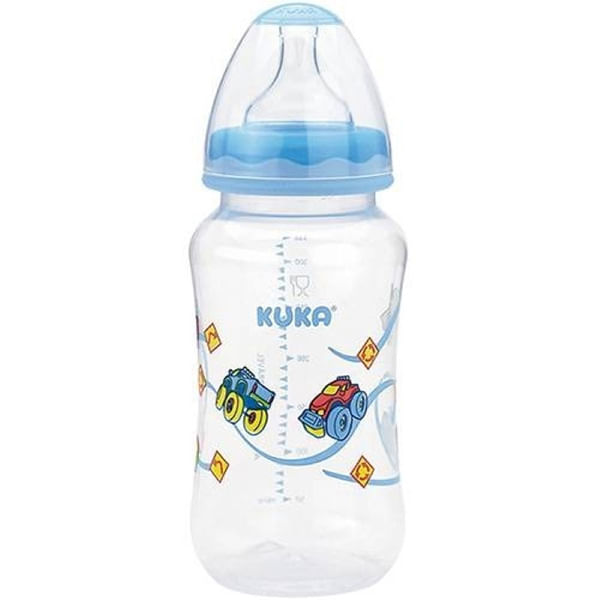 Mamadeira Kuka Natural Plus 0 a 6 meses, big, azul com capacidade de 300mL