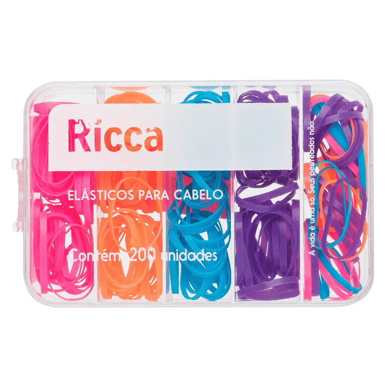 ELASTICOS COLORIDOS 200PCS COM CASE - RICCA 3345