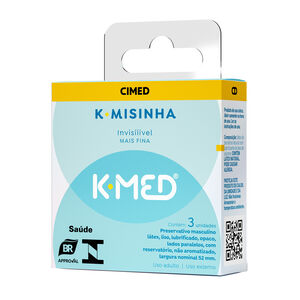 PRESERVATIVO LUBRIFICADO MASCULINO K-MED K-MISINHA INVISÍVEL 3 UNIDADES