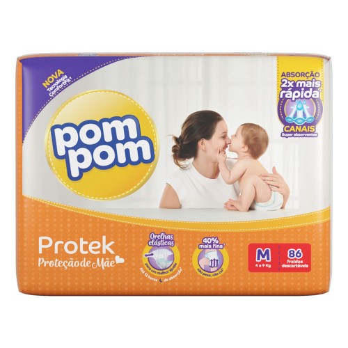 Fralda Pom Pom Derma Protek M - 86 Unidades