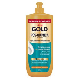 Creme Para Pentear Antirrigidez Óleo De Argan + 13 Aminoácidos Niely Gold Pós-Química Poderoso Frasco 500ml Tamanho Econômico