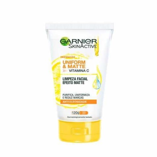 Sabonete Líquido Limpeza Facial Garnier Uniform & Matte Vitamina C Antioleosidade 120g