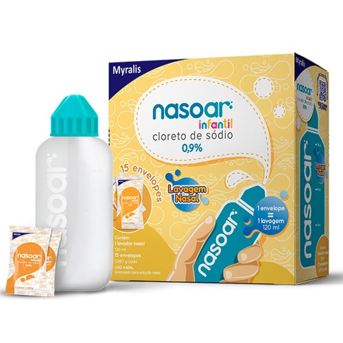 Nasoar Infantil com 15 envelopes e 1 lavador nasal