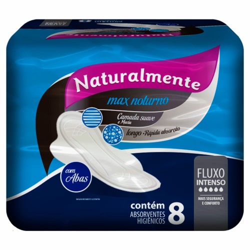 Absorvente Naturalmente Max Noturno com Abas 8 Un.