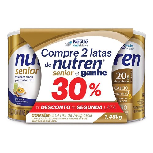 Suplemento Alimentar Nutren Senior Sem Sabor 740g 2 unidades