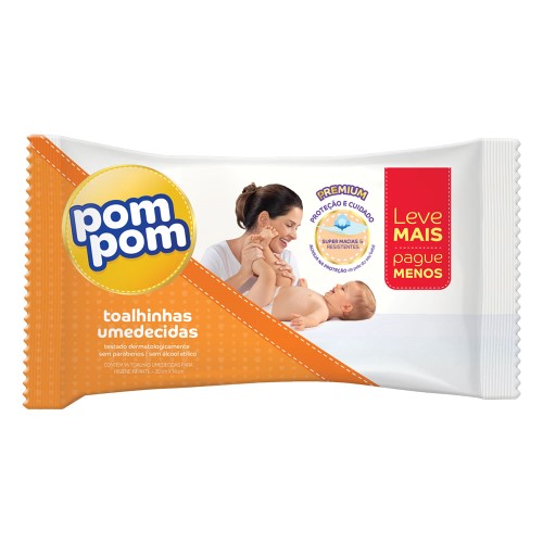 Toalha Umedecida Pom Pom Premium 96 Unidades Leve Mais Por Menos