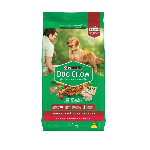 Ração para Cães Dog Chow Extra Life Adultos Médios e Grandes 1kg