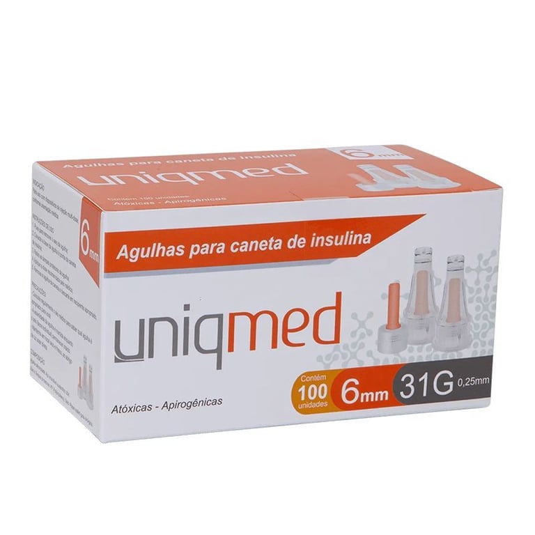 Agulha para Caneta de Insulina Uniqmed 31g 6mm 100 Unidade