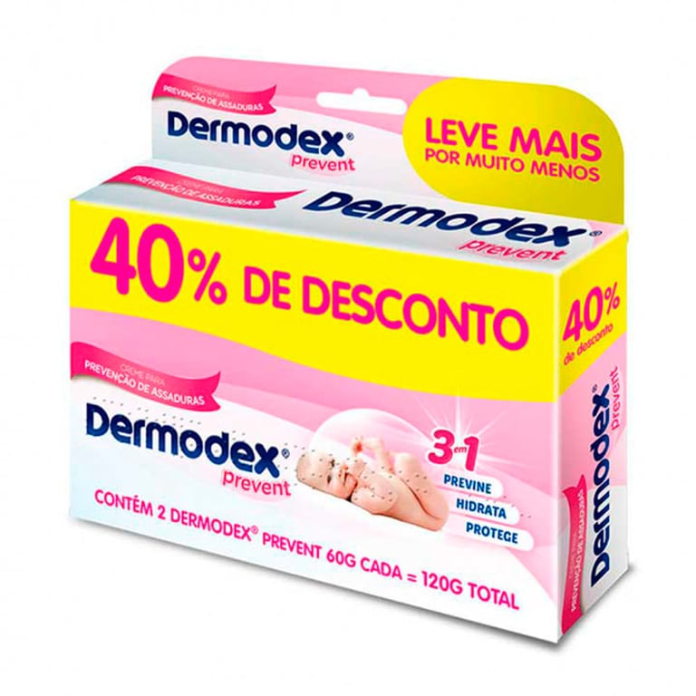 Dermodex Prevent Creme com 120g 40% de desconto na 2° unidade