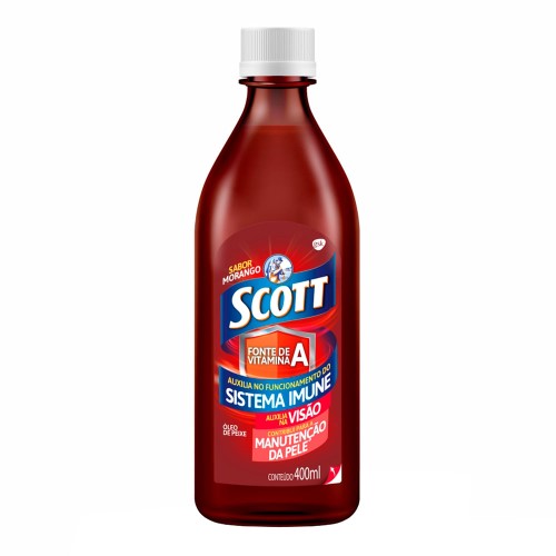 Scott Suplemento alimentar em emulsão de Vitaminas A e D Sabor Morango Frasco com 400ml