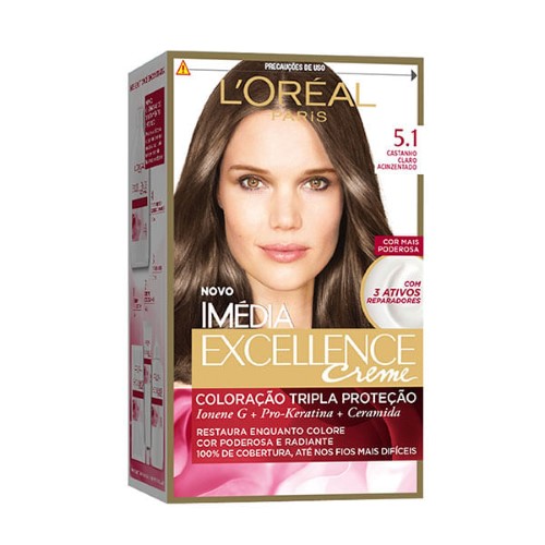 Tintura Permanente Imédia Excellence Creme 5.1 Castanho Claro Acinzentado com 1 Unidade