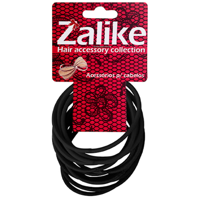 Elástico para Cabelos Zalike sem Metal Preto 1,2mm 12 Unidades