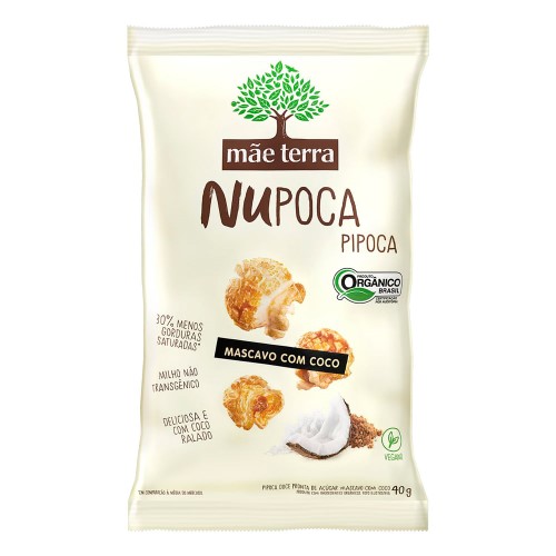 Pipoca Mãe Terra Nupoca Orgânica açúcar mascavo coco 40g