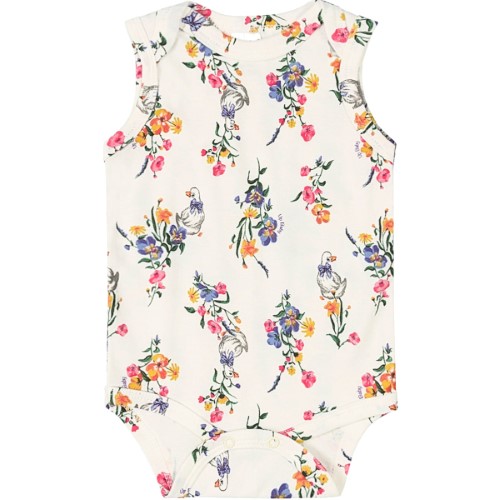 Body regata para bebê em suedine Flores Off White - Up Baby