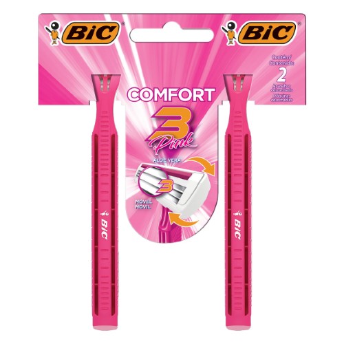 Aparelho De Depilar Bic Comfort 3 Pink Com 2 Unidades