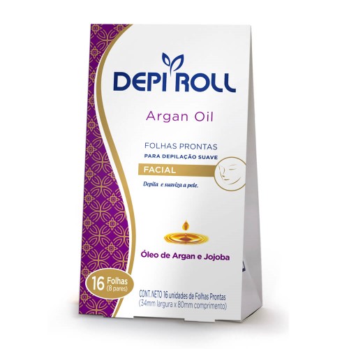 Cera Depilatória Facial Depi Roll Óleo de Argan e Jojoba com 16 folhas prontas