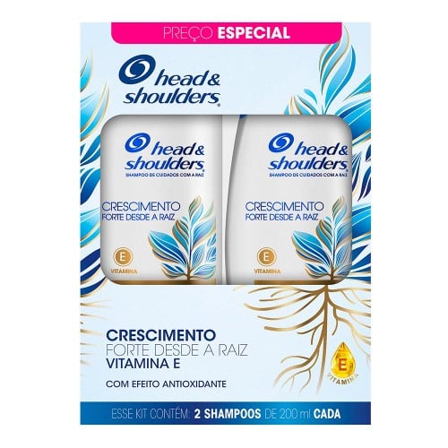 Shampoo Head & Shoulders Crescimento Forte Desde a Raiz 2 Unidades de 200ml cada