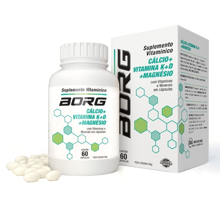 Suplemento Vitamínico Borg Cálcio + Vitamina K + D + Magnésio 60 cápsulas