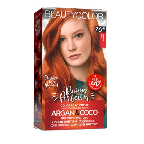 Coloração Permanente BeautyColor Argan&Coco Ruivo 76.44