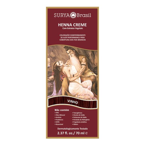 Tintura Henna Surya Creme Vinho 70Ml - Surya