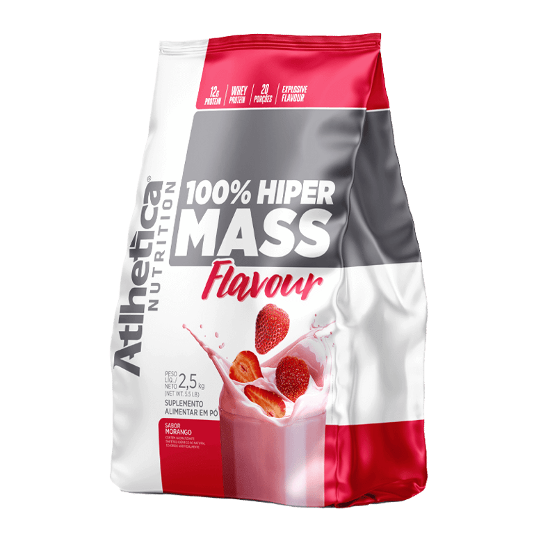 100% Hiper Mass Flavour Morango Atlhetica Nutrition 2,5kg