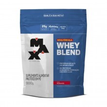 Suplemento Alimentar Protéico em Pó Whey Blend Max Titanium Sabor Morango 900g