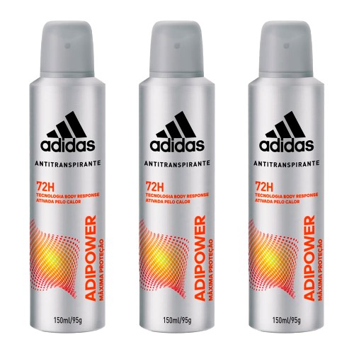 Adidas Adipower Masculino Kit –3 Desodorantes Antitranspirante