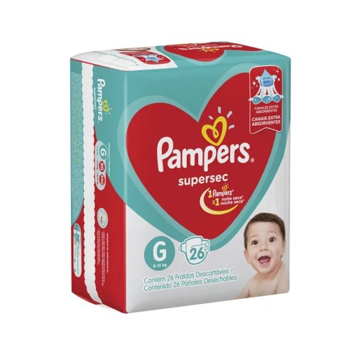 Fralda Descartável Pampers Supersec Pacotão G 26 Unidades