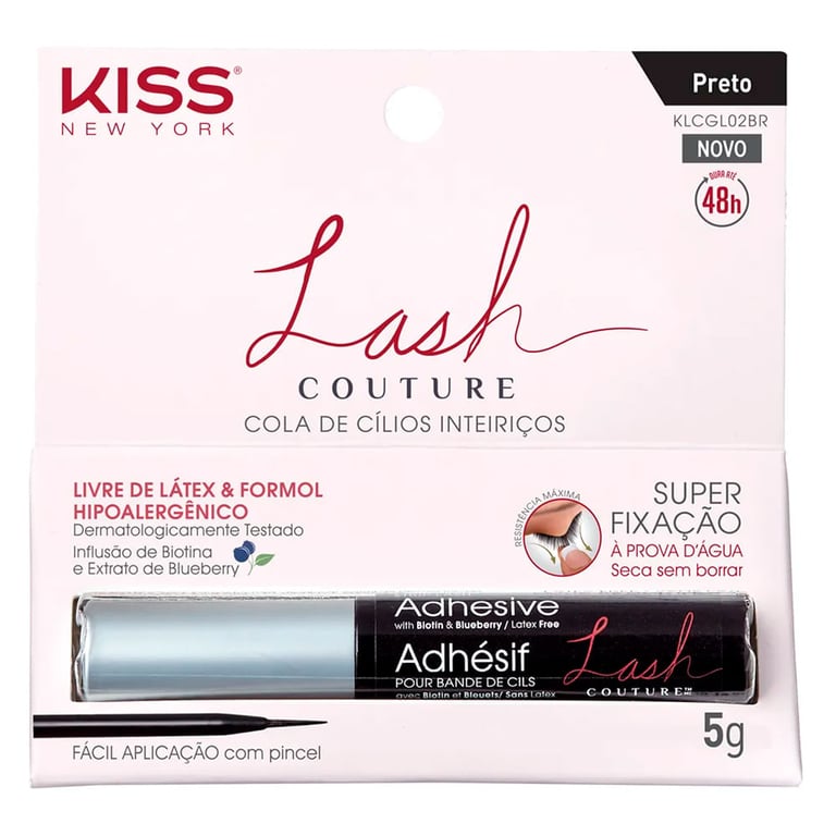 Cola para Cílios Postiços Kiss NY - Lash Couture 48h Preto