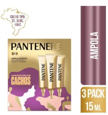 Trio de Ampolas Nutritivas Pantene Unidas Pelos Cachos com 15ml cada