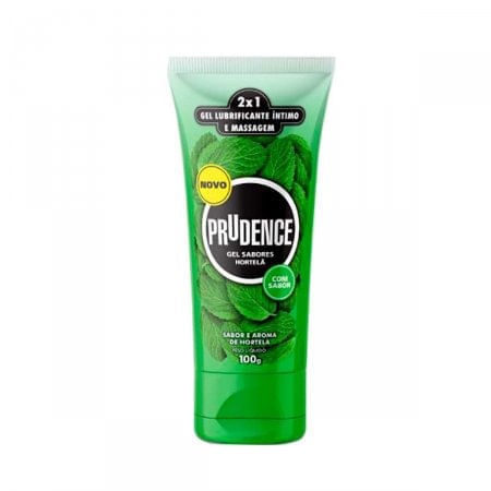 Gel Lubrificante Íntimo e Massagem Prudence 2 em 1 Sabor Hortelã com 200ml