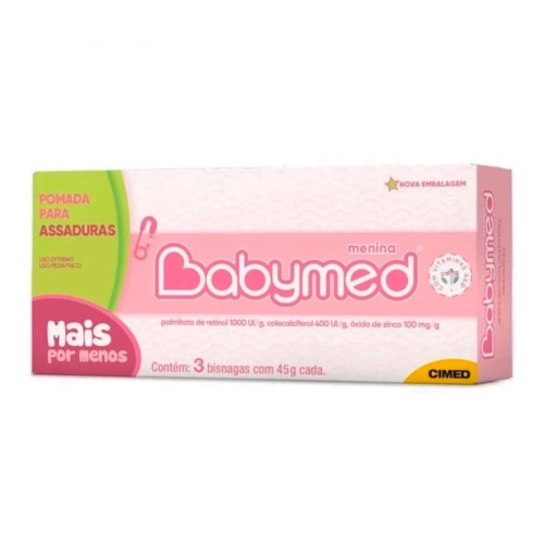 Leve 3 Pague 2 Pomadas Babymed Menina - Contém 3 Bisnagas Com 45g Cada