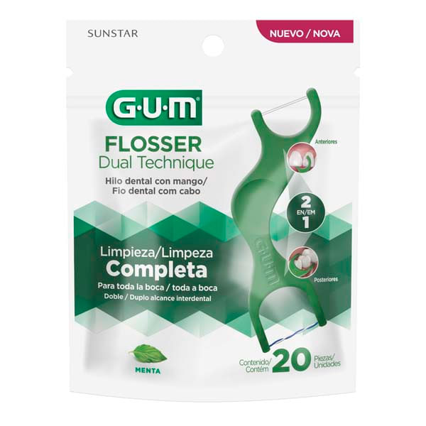 Fio Dental Gum Flosser Dual Technique Com 20 Unidades