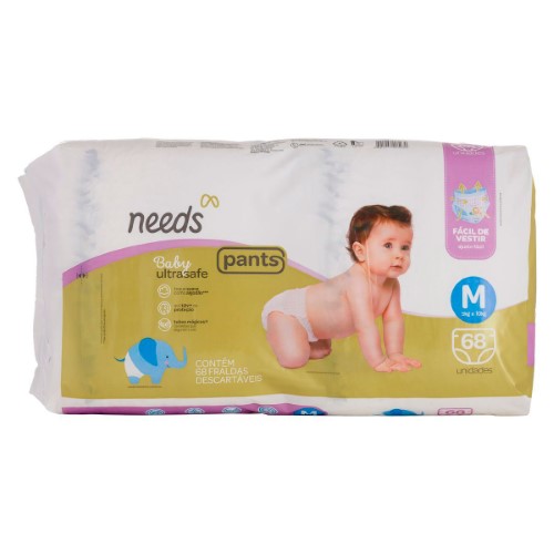 Fralda Needs Baby Ultrasafe Pants M - 68 Unidades