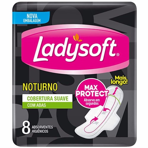 Absorvente Ladysoft Noturno Suave Com Abas Com 8 Unidades