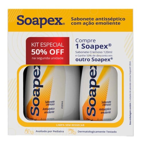 Soapex Sabonete Líquido 2 Unidades de 120ml cada com 50% de desconto na 2ª Unidade