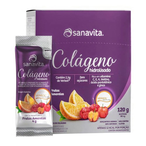 Colágeno Sanavita Verisol frutas amarelas 4g 30 unidades