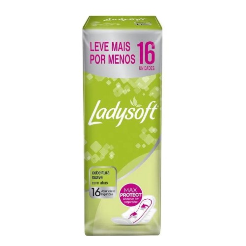 Absorvente Ladysoft Normal Cobertura Suave com Abas 16 Unidades Leve Mais Por Menos