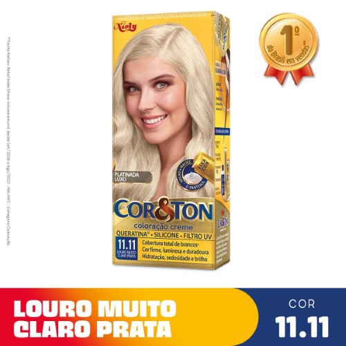 Tintura Cor&Ton Niely 11.11 Louro Muito Claro Prata com 1 Unidade