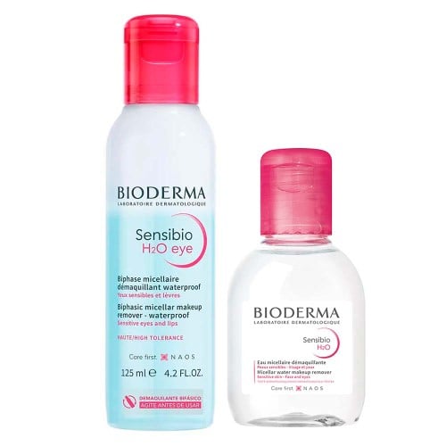 Bioderma Kit – Água Micelar Calmante 100ml + Água Micelar Bifásica para Olhos e Lábios 125ml