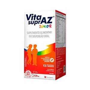 Vita suprAZ Júnior caixa com 1 frasco com 120mL de suspensão de uso oral + copo dosador, sabor tutti-frutti