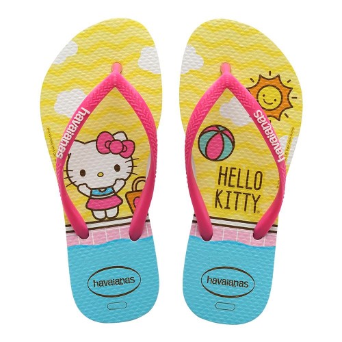 Sandálias Havaianas Kids Slim Hello Kitty Branco Tamanho 25/26 com 1 Par