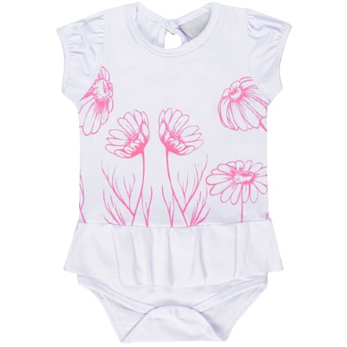 Body curto para bebê em cotton Margaridas - Junkes Baby