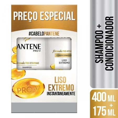 Shampoo + Condicionador Pantene Liso Extremo 400ml+175ml Preço Especial